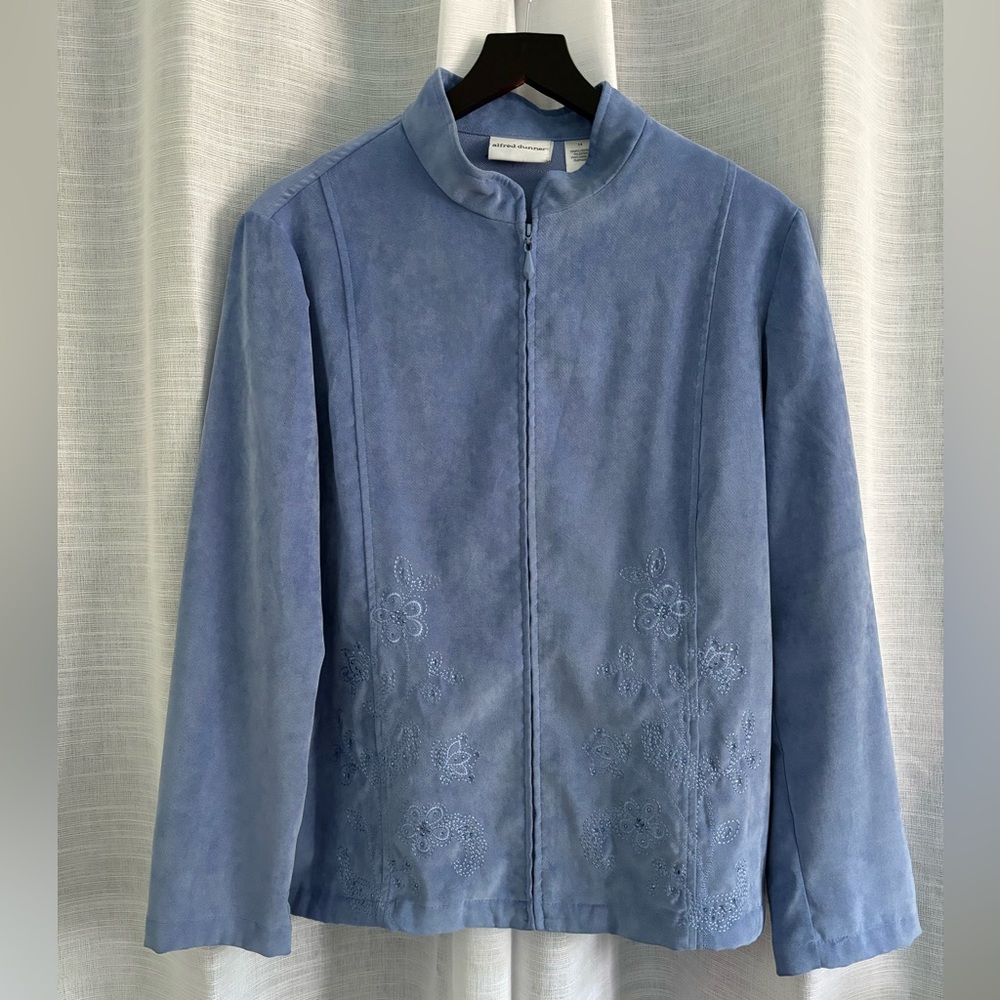 Alfred Dunner soft blue embroidered jacket